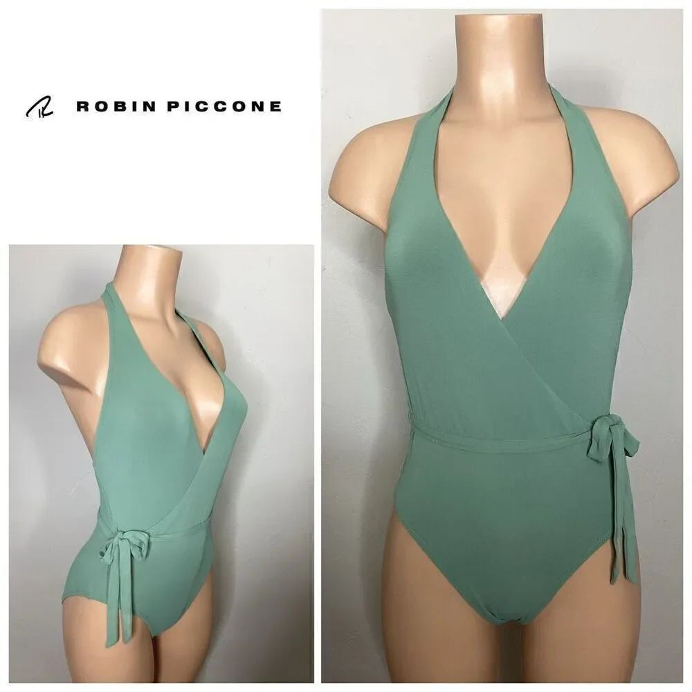 New. Robin Piccone jade green plunge neck one piece. Small. Retails $169